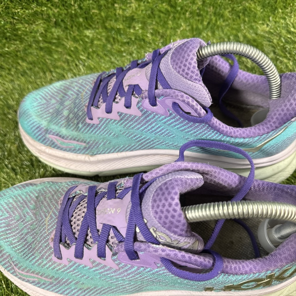 HOKA Clifton 9 Running Shoes Womens Size 8.5 Teal Purple Cushioned No Insoles - Picture 6 of 11